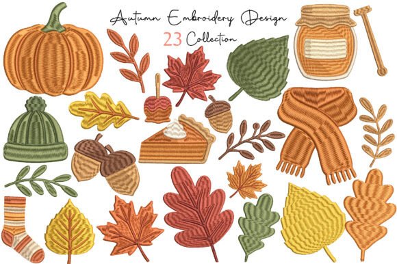 23 Autumn Fall Embroidery Design Bundle