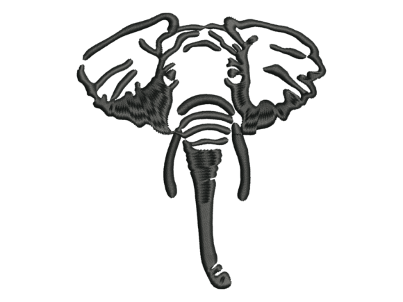 African Elephant Silhouette Embroidery