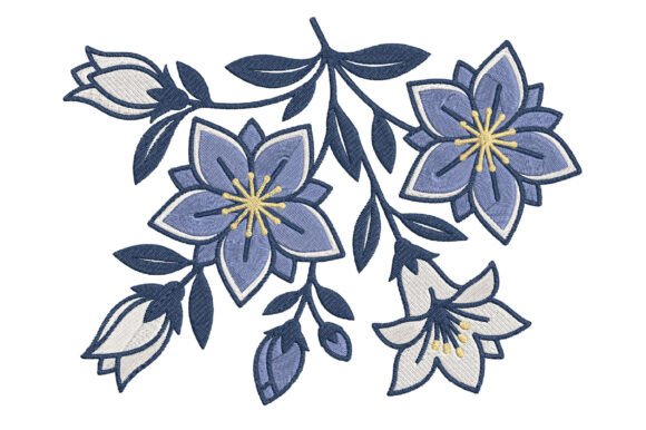 Blue Floral Embroidery