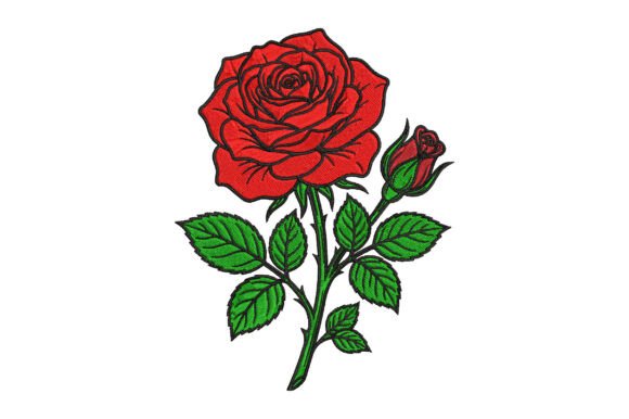 Classic Rose Embroidery Design