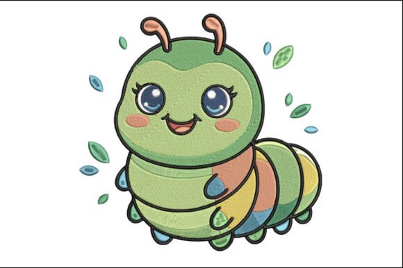 Cute Caterpillar Embroidery Design Art