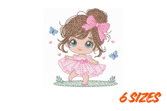 Cute Pink Girl Embroidery Design File
