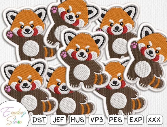 Cute Red Panda Embroidery Design