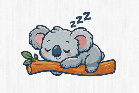 Cute Sleeping Koala Embroidery Design