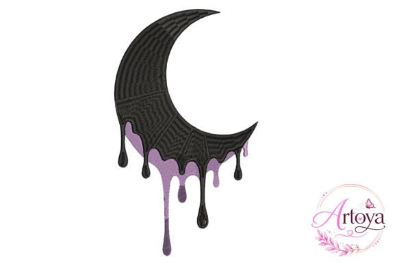 Dripping Moon Embroidery Design