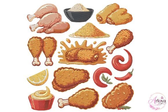 Fried Chicken Embroidery Bundle