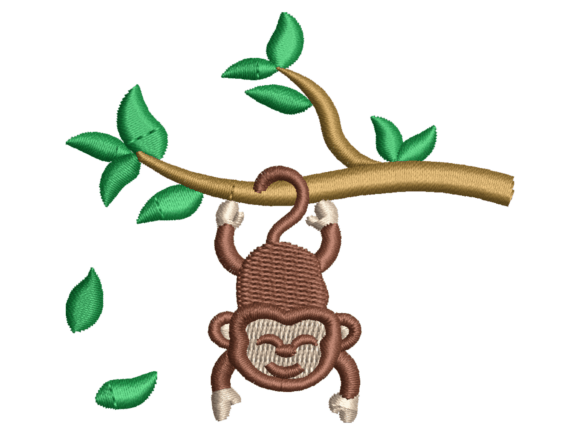 Hanging Monkey Embroidery Design