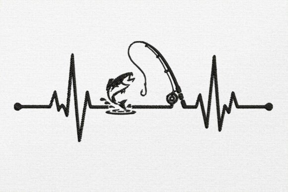 Heartbeat Embroidery Fisning Design