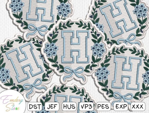 Letter H Embroidery Patch Set