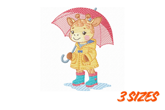 Rainy Giraffe Embroidery Design
