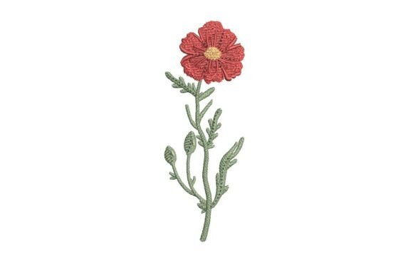 Red Wildflower Embroidery