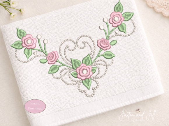 Rose Neckline Machine Embroidery Design