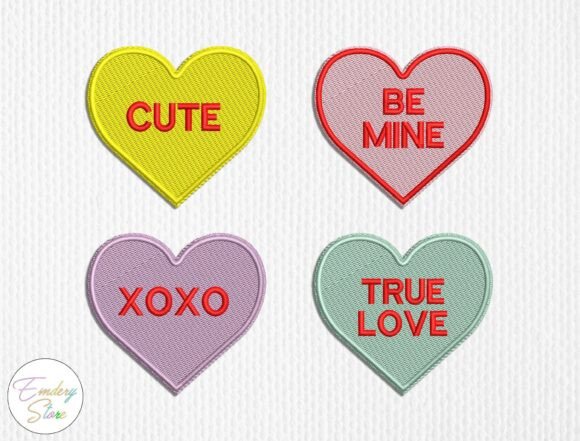 Valentine Heart Embroidery Patch Set
